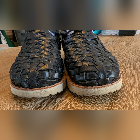 Brand X Huaraches® Handwoven Leather Black Sandal Flat Size 8.5 - Picture 4 of 11